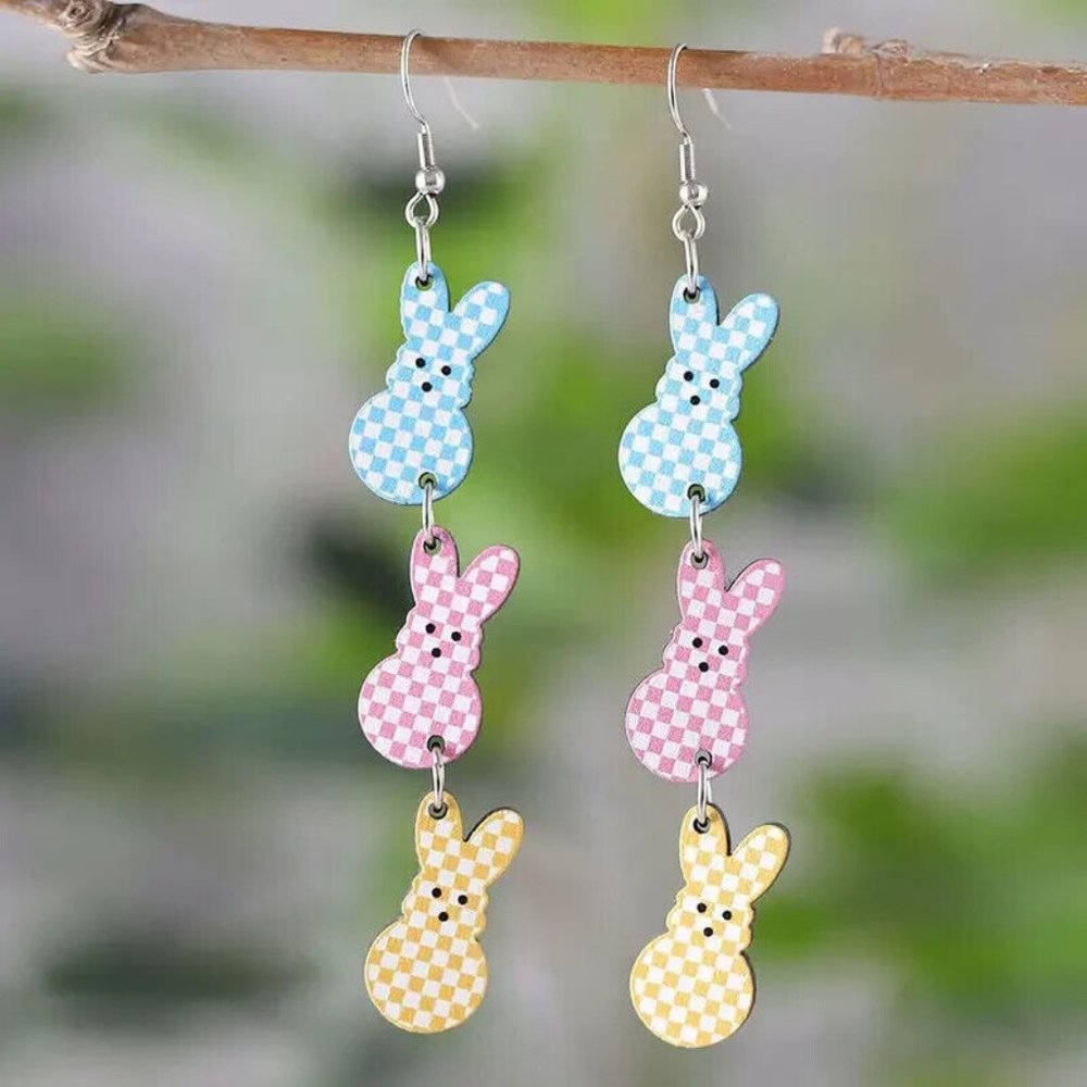 Women's Easter Peeps Dangle Earrings Wooden